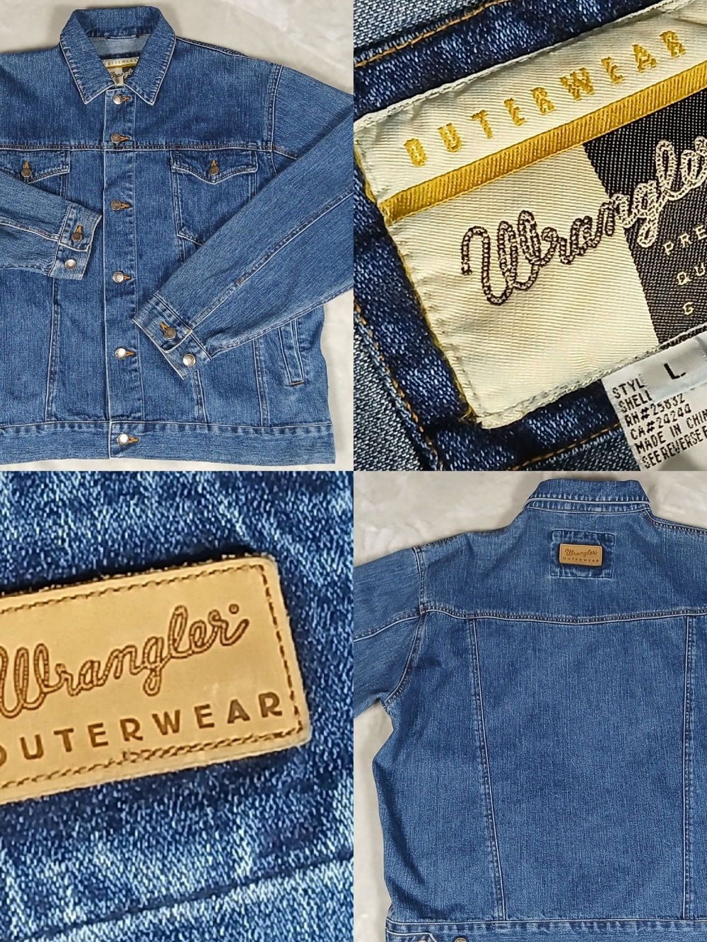 Wrangler Denim Trucker Jacket L Men's Western Cowboy Outerwear
